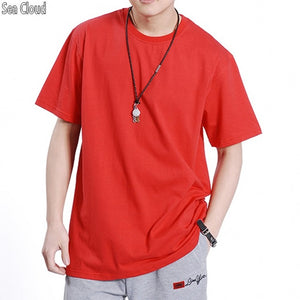 red grey tops red Free shipping plus size fat guys summer solid hiphop t shirt o-neck collar cotton short-sleeve T-shirt M-6xl