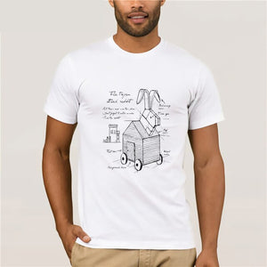 Monty Python T Shirts Cartoon Print Trojan Rabbit T-Shirt Men Awesome Casual T Shirt Summer Short Sleeve Funny Music Tee Shirt